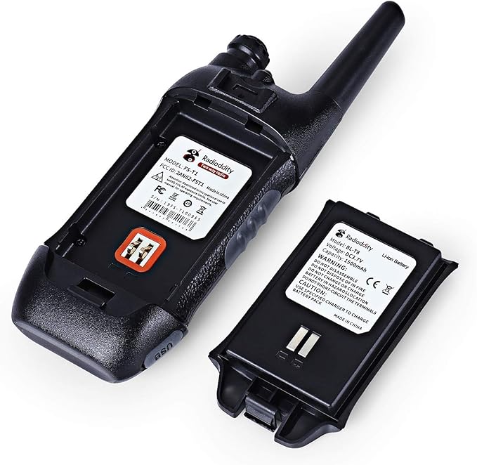 Radioddity FS-T1 FRS NOAA Two-Way Radio, Rechargeable Walkie Talkies, 22 CH, Earpiece, Flashlight, USB Charging, Perfect for Hiking Camping Security Team, 6 Pack