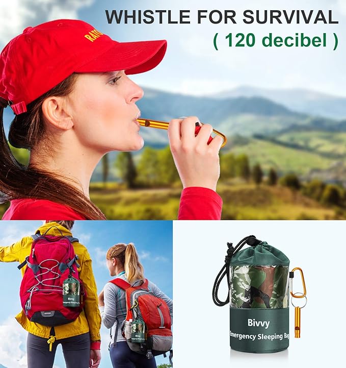 Emergency Sleeping Bags Thermal-Emergency-Blankets Ultralight Space Blankets Survival Waterproof Bivy Sack Multi-Purpose Survival Gear for Hiking, Camping, First Aid Kits, Outdoor Survival Gear