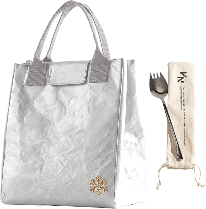 VonNova Insulated Lunch Box for Women, 7L Capacity, Leakproof Lunch Tote Bag, Durable Lunchbox made from Tyvek Material, Adult Cooler Bag for Work, Picnic, Travel and more (Silver)