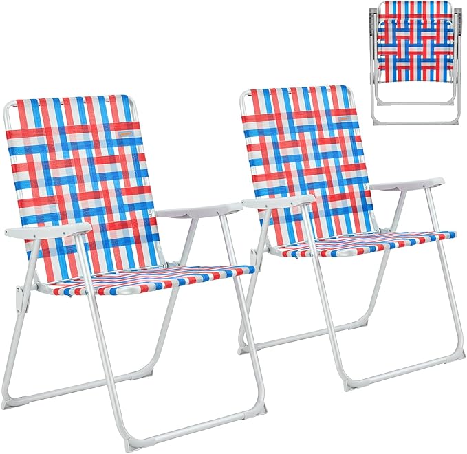 #WEJOY Folding Beach Chair for Adults, Lightweight Beach Chair with Shoulder Straps, High Back Beach Chairs with Hard Armrest, Supports 300lbs for Beach Lawn Concert