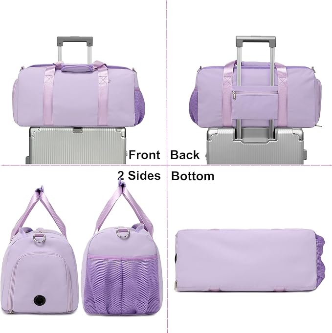 Dance Bag for Girls Sports Duffel for Girls Teen Duffle Bag Girls Weekender Bag Girls Overnight Bag Teen Gym Bag Travel Ballet Bags Yoga Bags Cheer Bag with Shoe Compartments(Purple)