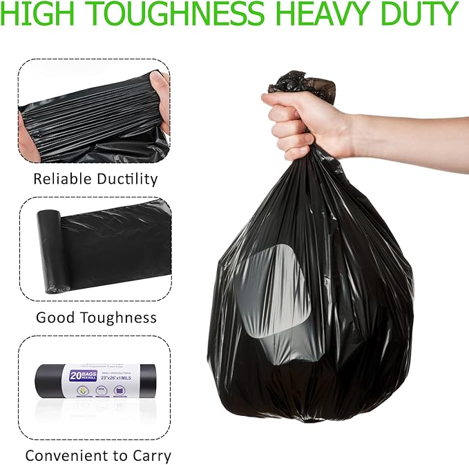 Portable Toilet Bags 8 Gallon Trash Bag,Poop Bags for Dogs Biodegradable,5 Gallon Bucket,Lightweight & Sturdy Pet Waste Bags,Garbage Bags Refill Rolls for Outdoor Camping,Travel(Black)