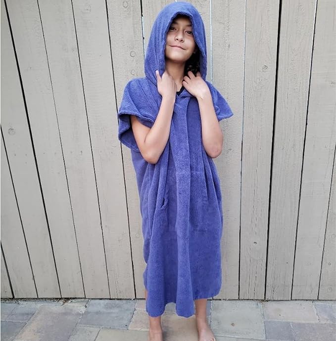 COR Surf Poncho Changing Towel Robe with Hood and Front Pocket | Thick Quick Dry Microfiber Wetsuit Poncho Towel for Surfing Beach Pool Swim (Medium, Cobalt)