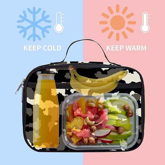 rickyh style Lunch Box with Padded Liner, Spacious Insulated Lunch Bag Durable Thermal Lunch Cooler Pack with Strap for Men Women Boys Girls Adults School Sports Beach Picnic Work Camp,2 Pocket