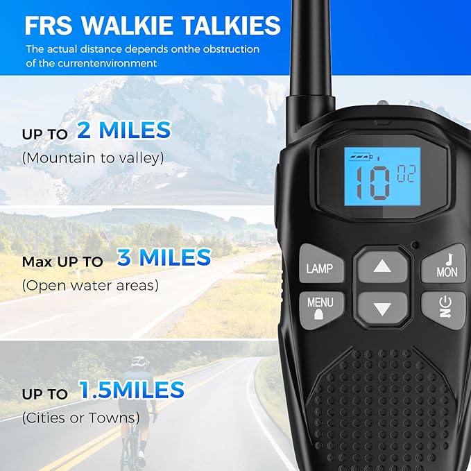 Walkie Talkies for Adults 2 Pack, YKSTT Rechargeable VOX Scan Long Range Walkie Talkies,22 Channels Two-Way Radios with LED Flashlight for Hiking Camping Accessories (2 Pack - Black)