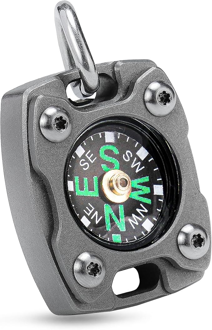 MecArmy CMP/CMP2 Mini Compass- Meaningful Graduation Birthday Gifts for Men Women, EDC Titanium/Brass/Copper Pocket Compass for Hiking SurvivaI, IPX5 Waterproof, Glow in The Dark, Necklace Pendant