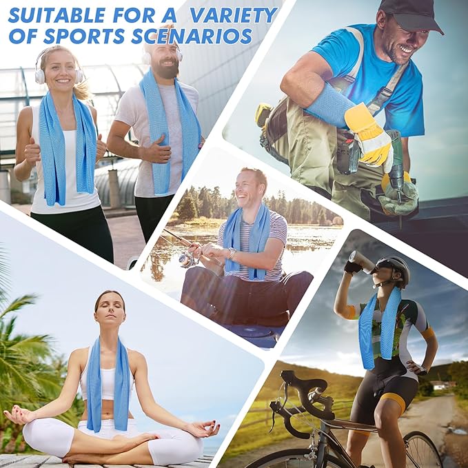 6 Pack Cooling Towels (47"x12") for Neck and Face, Ice Towel for Hot Weather, Soft Breathable Chilly Gym Towels, Microfiber Towel for Work Out, Yoga, Running, Camping & More Activities