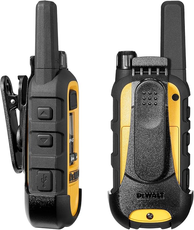 DEWALT DXFRS300 1 Watt Heavy Duty Walkie Talkies with Headsets - Waterproof, Shock Resistant, Long Range & Rechargeable Two-Way Radio with VOX (4 Pack) (2DXFRS300-SV1)