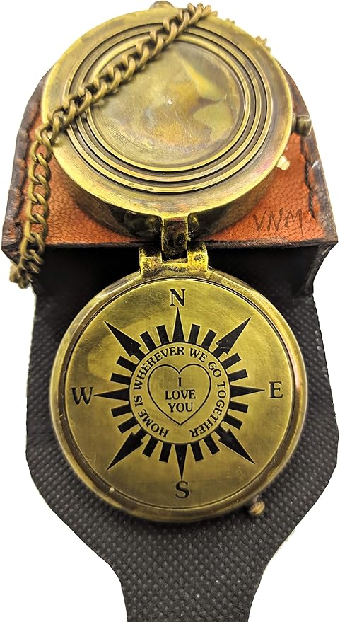 Brass Engraved Compass | I Love You (Home Wherever We Go Together) | Gift Compass, Camping Compass, Engraved Compass, Confirmation Gift Ideas