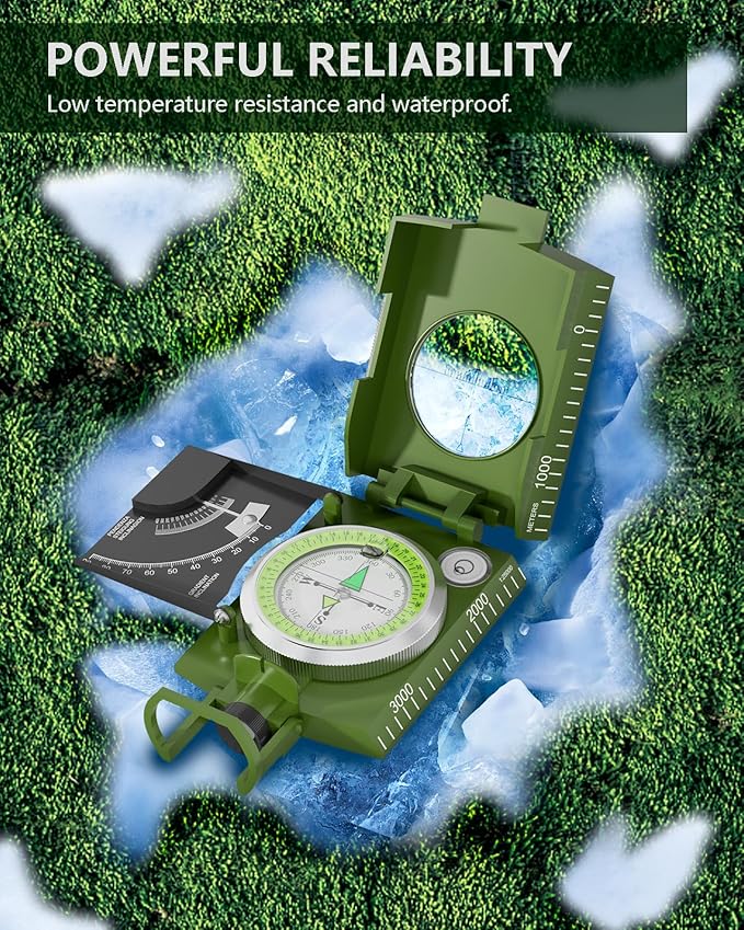 Precision Professional Military Compass, Map Operation, Scale, Ranging, Waterproof and Wear-Resistant, Suitable for Geological Exploration, Field Hunting, Outdoor Travelling.