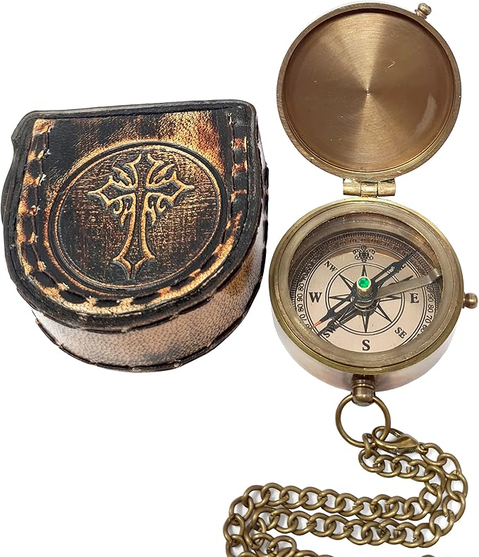 Brass Nautical - Brass Compass Engraved Gift for Son, Grandson, Daughter, Baptism, Confirmation Communion Godson Church Graduation Day