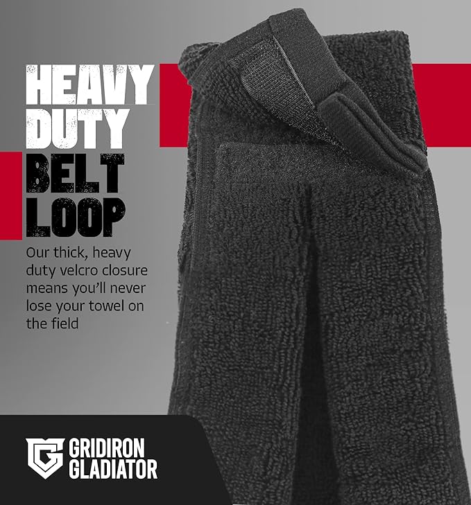 Pure Cotton Football Towel, Youth Men Streamer Towel, Football Towel Quarterback, Sideline Qb Towel with Hook & Loop Closure