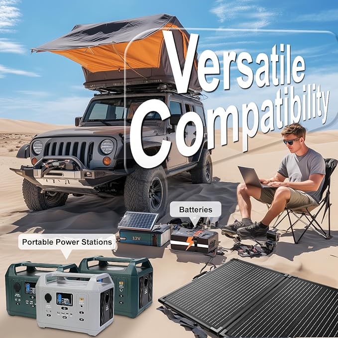 100 Watt Portable Solar Panel Kit with 10A PWM Controller,23.5% High Efficiency & IP68 Waterproof,Foldable Lightweight Design for RV/Camping/Battery,Off-Grid Power Stations,Camping Essentials