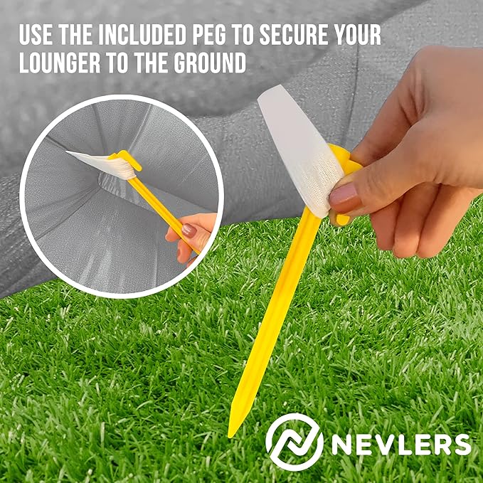 Nevlers 2 Pack Inflatable Loungers Air Sofa Couch | Perfect for Beach Chair Camping Chairs or Portable Hammock |Travel Bag Pouch, Pegs & 3 Pockets| Movie Seating & Camping Accessories Blow Up Lounger