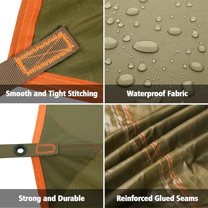 FREE SOLDIER Waterproof Portable Tarp Multifunctional Outdoor Camping Traveling Awning Backpacking Tarp Shelter Rain Tarp (Camo)
