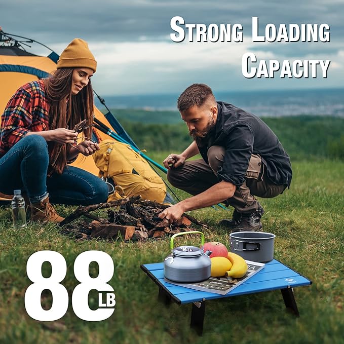 VILLEY Portable Mini Folding Beach Table, Ultralight Aluminum Side Table with Carry Bag for Camping, Picnics, and Outdoor Activities