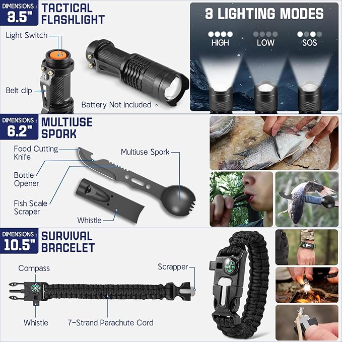 Survival Kits, 149Pcs Survival Gear First Aid Kit IFAK with Molle System Essential Camping Gear Emergency Medical Supplies for Car Fishing Hunting Outdoor Adventure, Camping Essentials