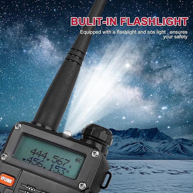 BAOFENG Radio UV-5R 3rd Gen 2 Pack Ham Radio Handhaeld Dual Band 2-Way Radio with Two 3800mAh Rechargeable Batteries, BAOFENG Earpiece and Programming Cable, USB Charger Cable