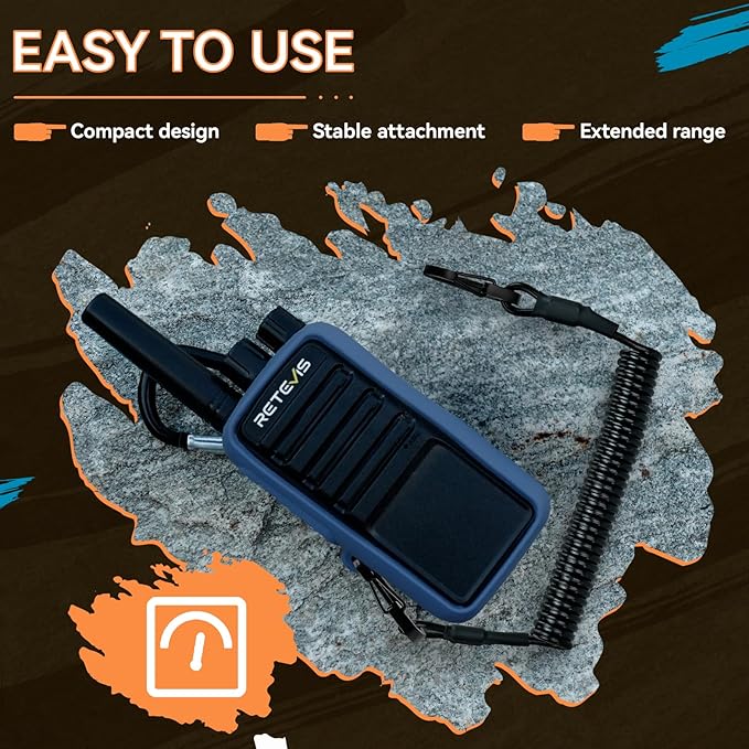 Retevis RA55 Mountain Radios, 148g Noise Reduction 2 Way Radio, 1200mAh Rocky Walkie Talkies Long Range, Carabiner Clip, Rechargeable Two Way Radios for Mountaineering, Climbing, Camping 2 Pcs