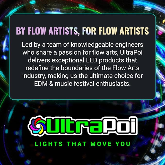 UltraPoi Digi LED Glow Stick - Rechargeable Rainbow Light Stick with S Hook Clip & Lanyard - Customizable & Wearable LED Concert Light Stick for Poi, Rave, Camping, Backpacks, Parties & More