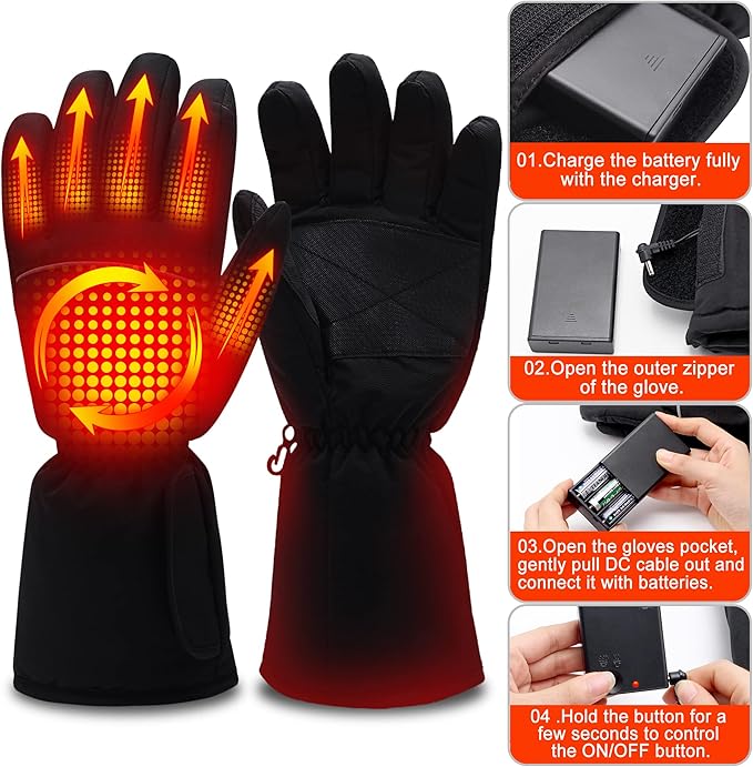 Magnolia Heated Gloves for Men Women, Electric Battery Heating Gloves for Hunting Camping Motorcycle Driving Skiing Working Gardening