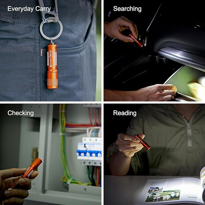 OLIGHT 90 Lumens i3E EOS PMMA TIR Lens AAA Flashlight Compact Keychain Flashlight EDC Flashlight for Night, Camping(Vibrant Orange)