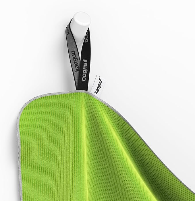 Kangoo Ribbed Microfiber Towel – Super Absorbent and Quick Dry, Suitable for Travel, Beach, Camping, Gym, Pool, Yoga (Green)
