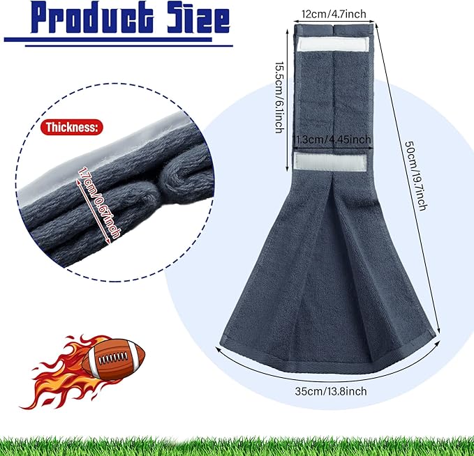 Shimeyao 2 Pcs Football Towel Cotton Sports Football Field Towel Pitching Towel with Closure Football Sweat Towel for Football Gym Men Women Accessories (Gray)
