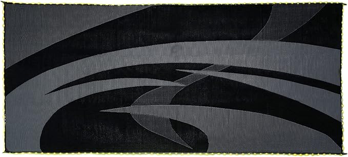 Stylish Camping L158181WL 8-feet by 18-feet LED Illuminated Patio Mat - Outdoor Patio Black/White RV Camping Mat