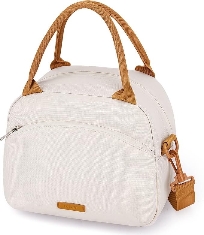 TOURIT Womens Insulated Lunch Bag Thermal Reusable Tote for Work Picnic, Beige