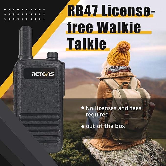 Retevis RB47 Waterproof Walkie Talkies for Adults,Easy Pairing,Rugged Two Way Radio,Hands Free,SOS Alarm,Rechargeable 2 Way Radio for Camping (1 Pack)