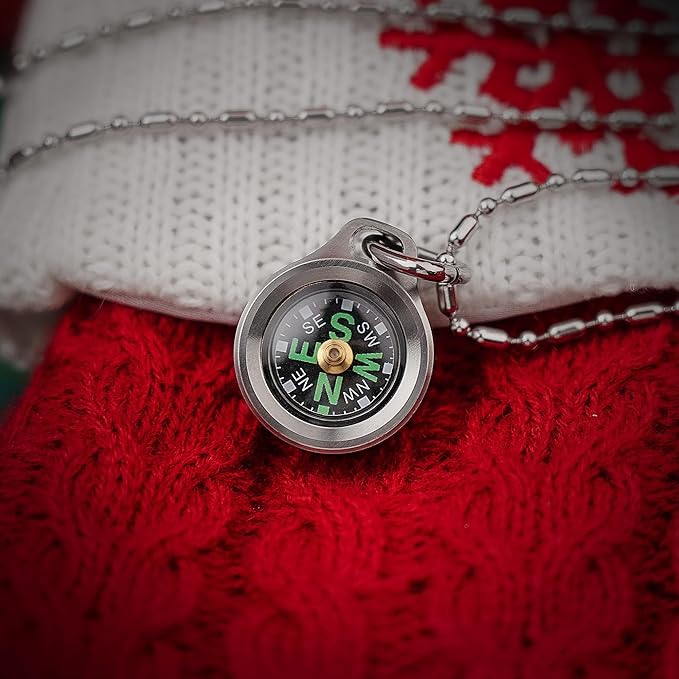 MecArmy CMP/CMP2 Mini Compass- Meaningful Graduation Birthday Gifts for Men Women, EDC Titanium/Brass/Copper Pocket Compass for Hiking SurvivaI, IPX5 Waterproof, Glow in The Dark, Necklace Pendant