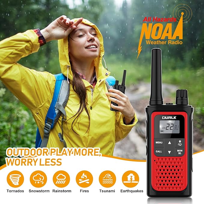 Walkie Talkies Long Range for Adults - Rechargeable Walkie Talkies 2 Way Radios 22 FRS Channels with 1800mAh Li-ion Battery, NOAA Weather Radio, VOX, LED Flashlight for Camping Hiking Cruises (3 Pack)