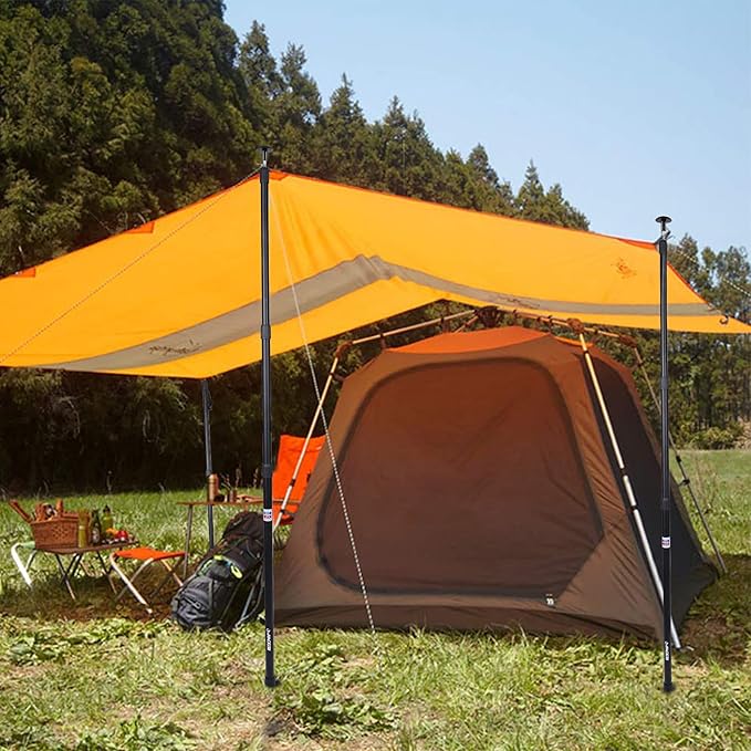 REDCAMP Aluminum Adjustable Camping Tarp Poles, Set of 2, 36in to 90in Telescoping Lightweight waterproof Tent Poles for Shelter, Hammock Rain Fly, Awning, Black