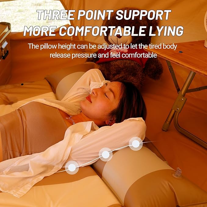 Inflatable Camping Sleeping Mat Compact Camping Pad for Backpacking Hiking Lightweight Sleep Pad Camping Air Mattress with Pillow Foam Sleeping Mat