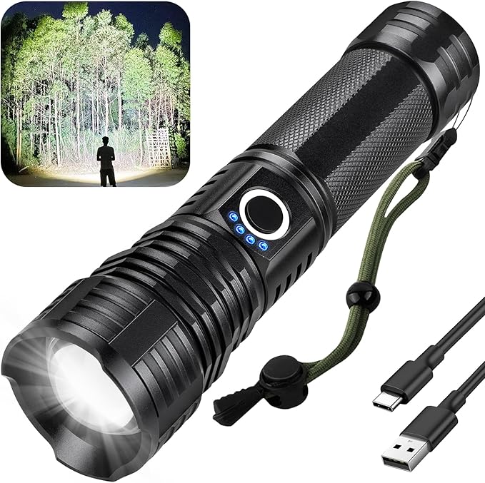 Rechargeable LED Flashlights, 990000 High Lumens Super Bright Flashlights with 5 Modes & 12H Long Runtime, Powerful IPX6 Waterproof Flashlight, Brightest Handheld Flash Light for Home Camping