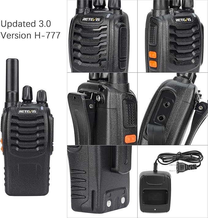 Retevis H-777 Walkie Talkies with Mic, Adults 2 Way Radios Long Range Rechargeable, License-Free, Crystal Audio, for School Work Construction Site(10 Pack)