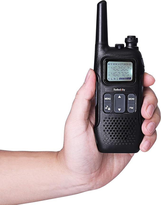 Radioddity FS-T1 FRS Two-Way Radio Long Range License-Free Walkie Talkies NOAA, 22 Channels 154 Privacy Codes with Earpiece, USB Charging, 4 Pack