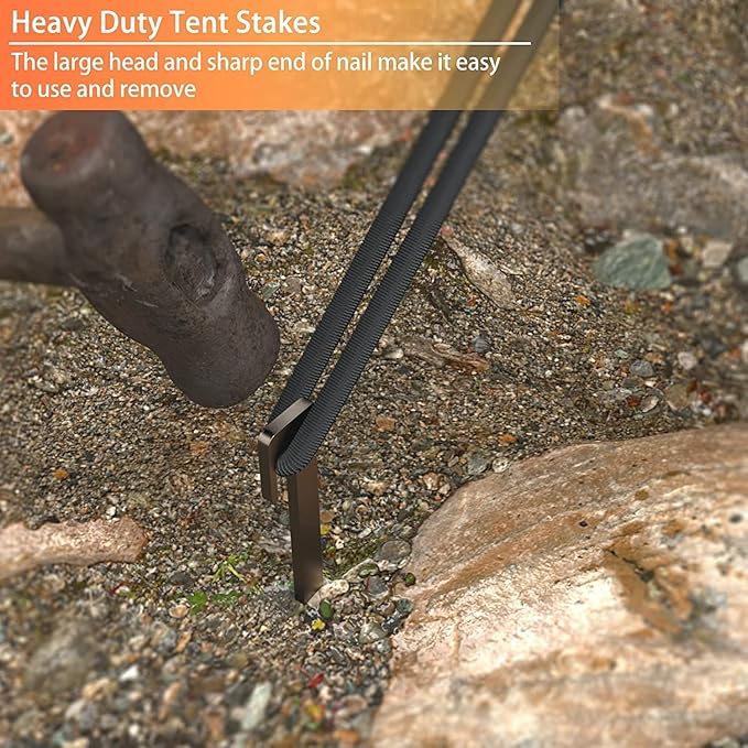Tent Stakes,Titanium Tent Pegs, L 11.8in/30cm Heavy Duty Camping Stakes,Rustproof, Not Easy to Bend,Essential Tent Accessories for Camping, Rain Tarps, Hiking, Backpacking
