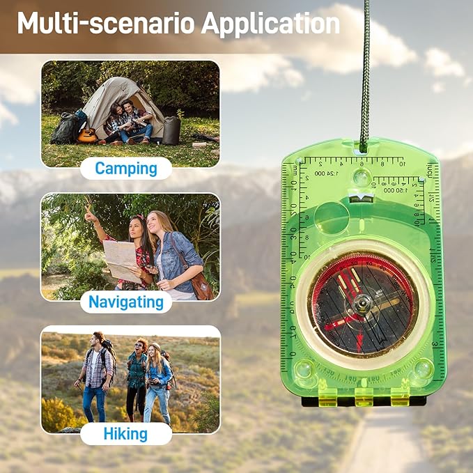 Sportneer Compass Hiking Survival Compass with Mirror Orienteering Compass Boy Scout Compass for Kids Gifts Hiking Camping Backpacking Map Navigation