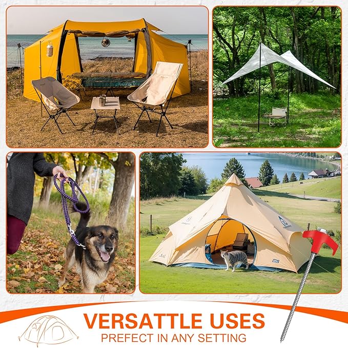 Tent Stakes Heavy Duty,8" Screw in Tent Stakes,8pc Ground Anchors Screw in with Hex Head Driver,Heavy Duty Threaded Tent Stakes,Tent Pegs Camping Stakes,Metal Threaded Tent Spikes for Outdoor Camping