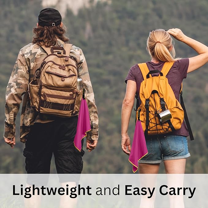 Backpacking Ultralight Quick Dry Microfiber Soft Fast Drying Hand and Face Towel Wash Cloth Camping Yoga Hiking Active Lifestyle Small (Magenta)