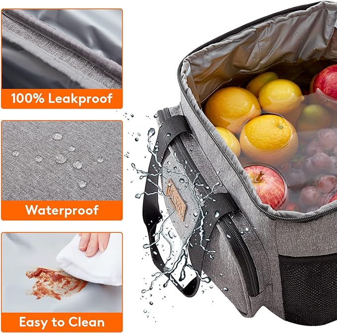 Lifewit Large Lunch Bag Insulated Lunch Box Soft Cooler Cooling Tote for Adult Men Women, Gray 24-Can (15L)