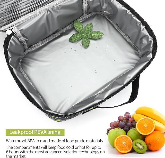 rickyh style Lunch Box with Padded Liner, Spacious Insulated Lunch Bag Durable Thermal Lunch Cooler Pack with Strap for Men Women Boys Girls Adults School Sports Beach Picnic Work Camp,2 Pocket