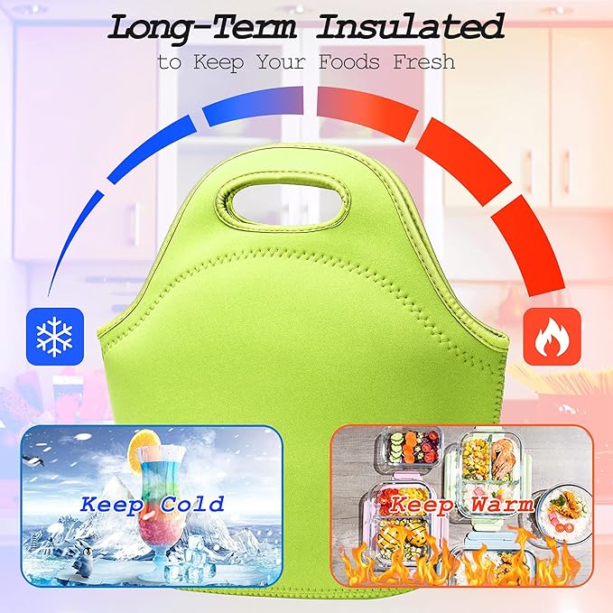 Neoprene Lunch Bags Thermal Insulated Lunch Tote Bag Reusable Washable Neoprene Picnic Bag for Women Men