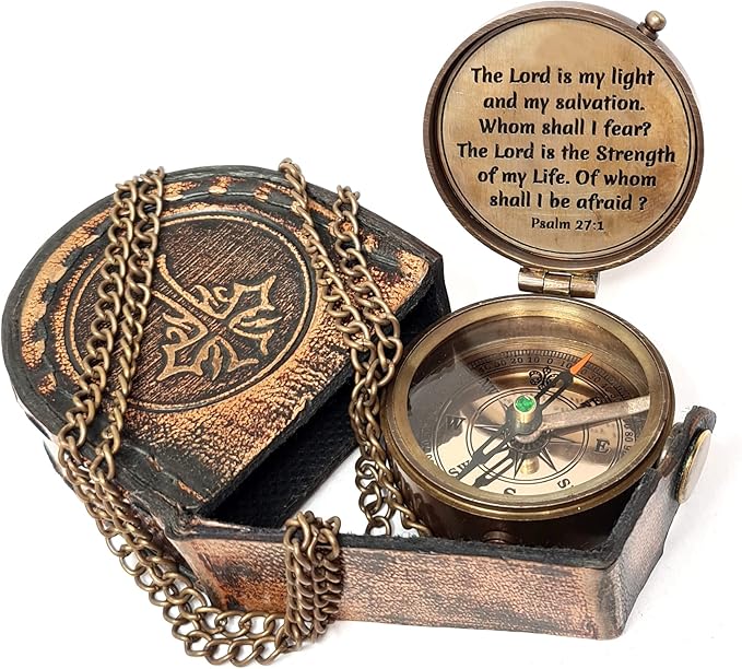 Brass Nautical - Brass Compass Engraved Gift for Son, Grandson, Daughter, Baptism, Confirmation Communion Godson Church Graduation Day