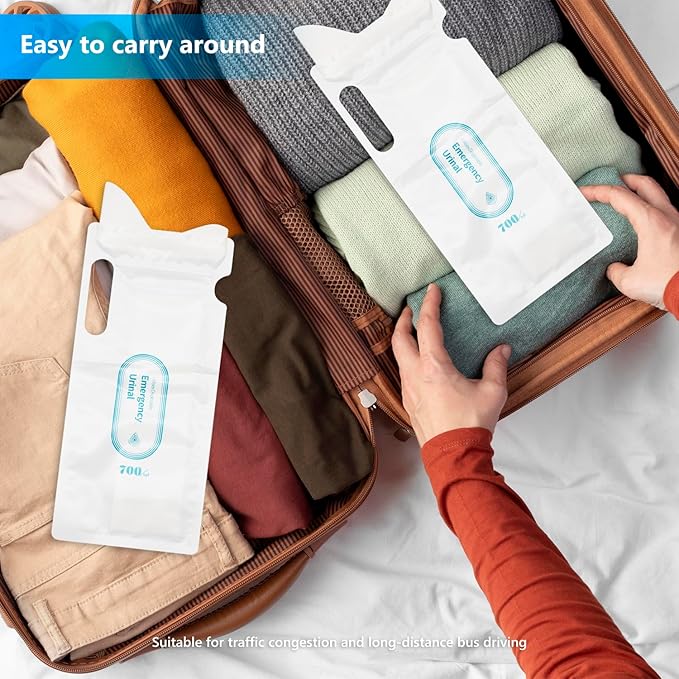 Dohia Disposable Urinal Bag 700ml Emergency Portable Urine Bag Travel Urinal Bag Unisex Pee Bag Vomit Bag D1-2307-YJND