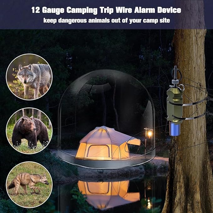 Primeter Trip Alarm, Trip Alarm 12 Gauge Camping Trip Wire Alarm Device, Early Warning Security System for Camping and Property Safety,Camping Safety Trip Alarm
