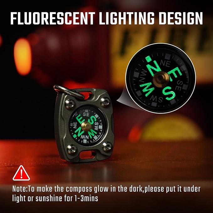 MecArmy CMP/CMP2 Mini Compass- Meaningful Graduation Birthday Gifts for Men Women, EDC Titanium/Brass/Copper Pocket Compass for Hiking SurvivaI, IPX5 Waterproof, Glow in The Dark, Necklace Pendant
