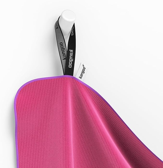 Kangoo Ribbed Microfiber Towel – Super Absorbent and Quick Dry, Suitable for Travel, Beach, Camping, Gym, Pool, Yoga (Fuchsia)